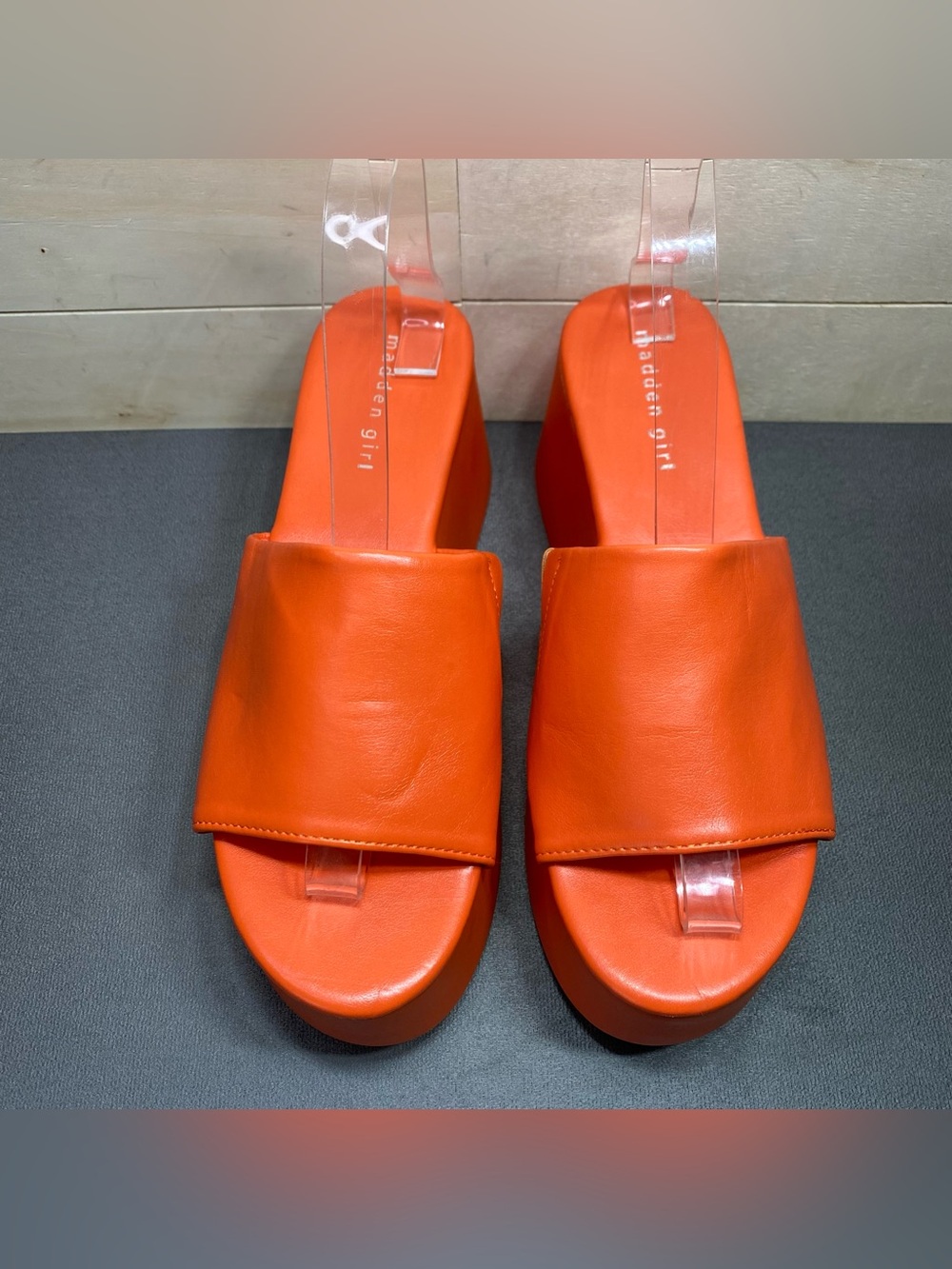 Madden Girls Cake Platform Slides Sandals Women's Size 7.5 M Shoes Orange - Picture 7 of 12